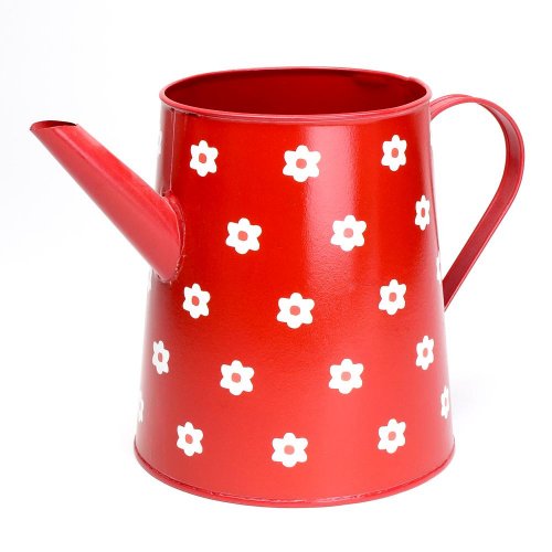 Váza krhla kov červená kvety  v:18x13cm super cena