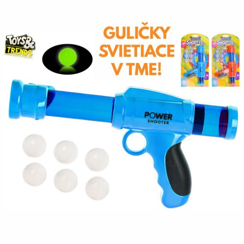 Pištoľ 26cm na guličky svietiace v tme