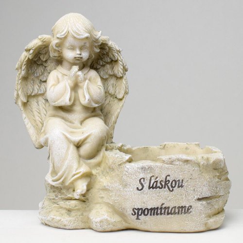 Anjel na sviečku sivý 18x10x17,5cm polyres