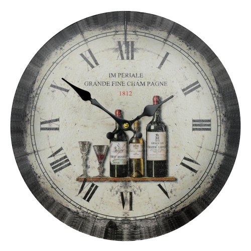 Hodiny nástenné mdf dia 34cm víno