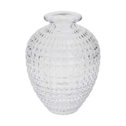 Váza sklo 8,5x24cm číra pásy