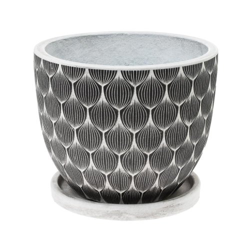 J64 kvetináč + miska okrúhly jill biela 44h36cm xl - Umelé kvety