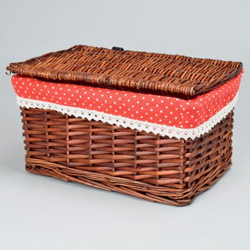 350fl/s prútený košík tm.hnedý vzor bodka m:36x26x20cm