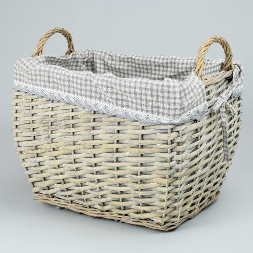 337fl/s prútený košík šedý vzor kocka l:36x28x28cm