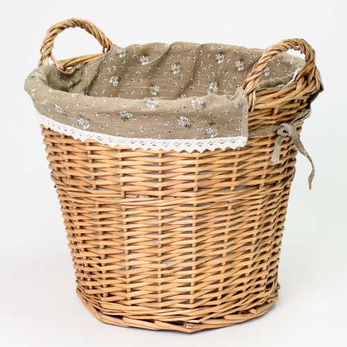 Prútený koš tm.hnedý vzor bodka 38x33cm