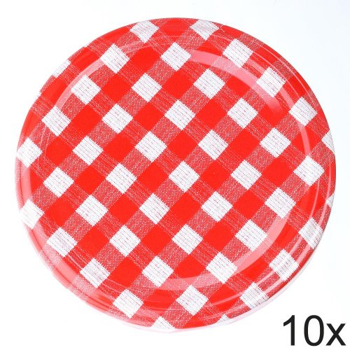 Viečka  červeno/biele káro fi82mm/10ks - Vianočné dekorácie a ozdoby