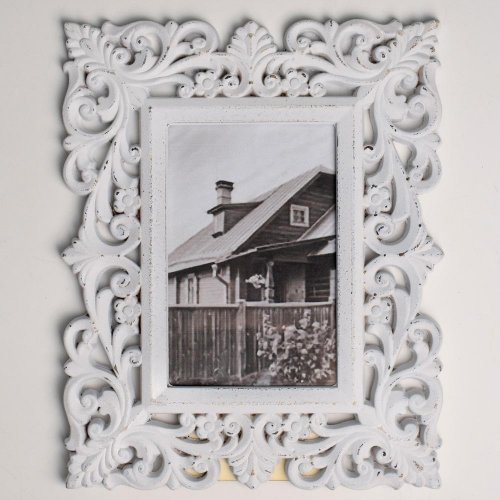 Fotorámik ornament drevo 25,5x1x20,5cm biely