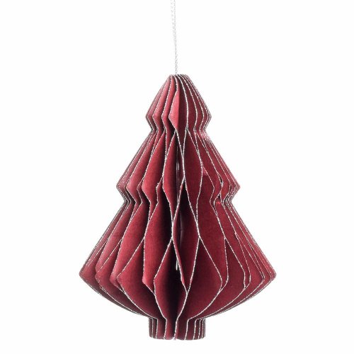 Vian. strom zelená/bordo/biela papier glitter 10cm