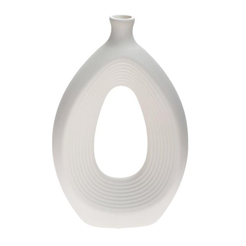 Váza keramika 16,5x6x25,5cm biela