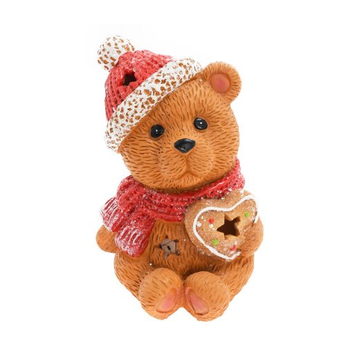 Medveď so srdcom led čer/hne/bie poly 13,5*12,5*15,5cm