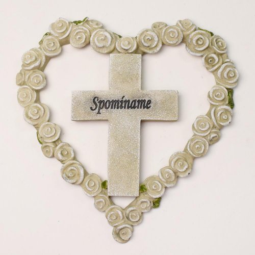 Kríž v srdci sivé 18x1,5x18,5cm polyres super cena - Veľkonočné vajíčka