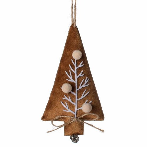 Záves stromček textil hnedá 13x7x2,5cm