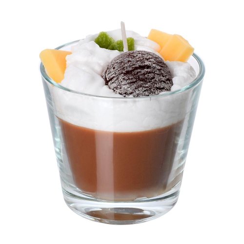 Sviečka dezert v skle hnedý čokoláda 9x9cm