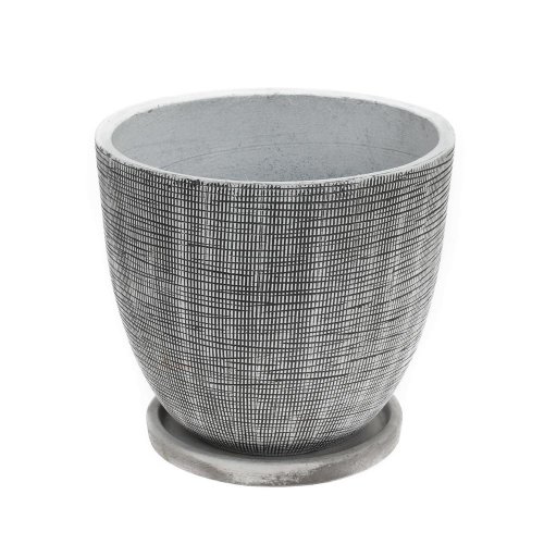 J136 kvetináč + miska beth antik biela 44x39cm