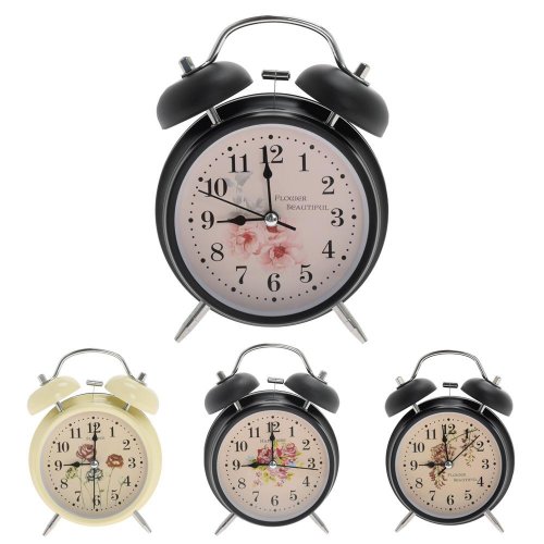 Hodiny budík kov 10cm žlté