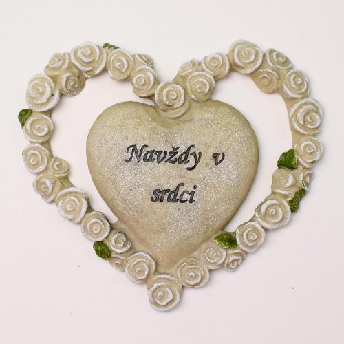 Srdce sivé 17x2x15,5cm polyres super cena