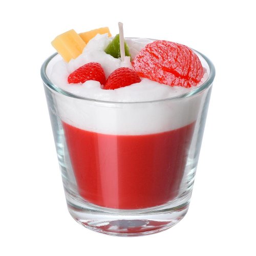 Sviečka dezert v skle červený jahoda 9x9cm