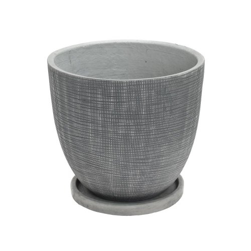 J137 kvetináč + miska beth tm.šedá 37x32,6cm