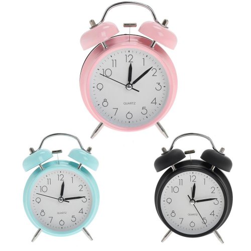 Hodiny budík kov 10cm ružové - Vianočné dekorácie