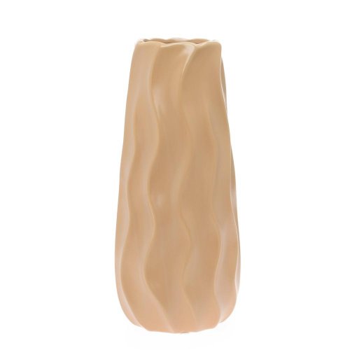 Váza vlnky keramika 13x13x30cm hnedá