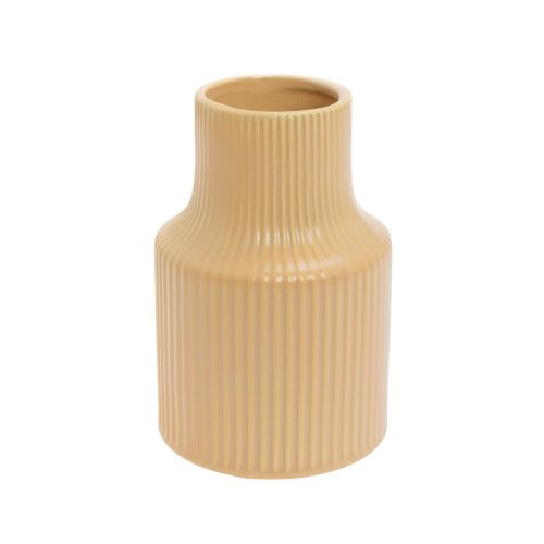 Váza pruhy keramika 10x10x15cm hnedá - Umelé kvety