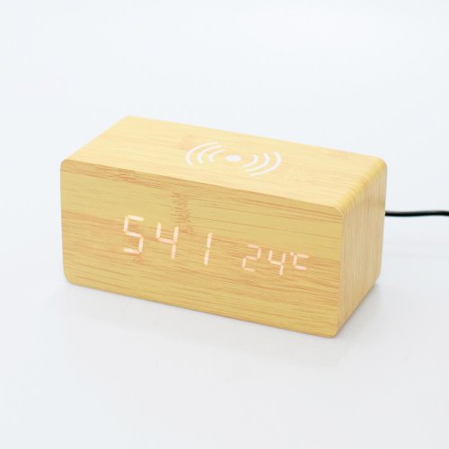 Led hodiny digitálne s funkciou bezdrôtového nabíjania mobilu