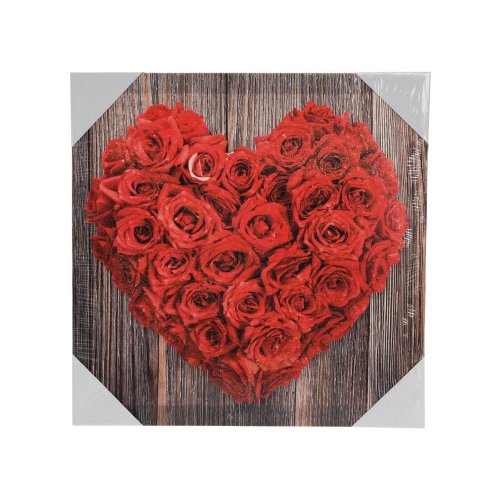 Obraz glitter srdce ruža 28x28x1,5cm