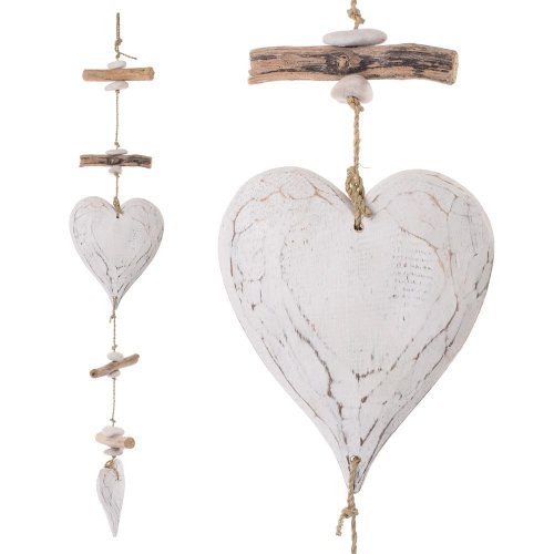 Girlanda srdiečka drevo biele 72x15x3cm - Veľkonočné ozdoby