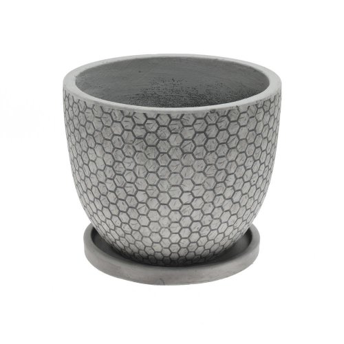 J106 kvetináč+miska okrúhly mila šedá 44x36cm xl