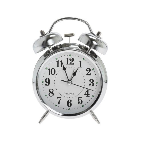 Hodiny budík kov 10cm strieborné
