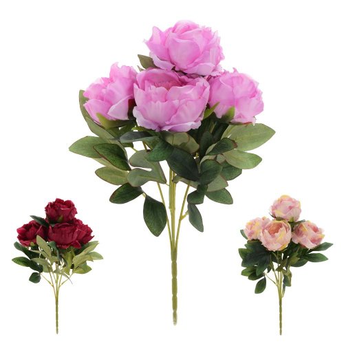 Kytica pivónia x5 40cm mix tmavé 3f - Umelé kvety