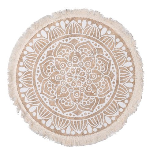 Prestieranie juta ornament 40cm biela