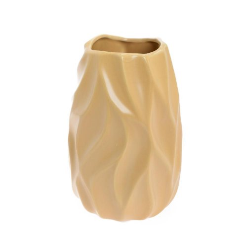 Váza vlnky keramika 11x12x18cm hnedá