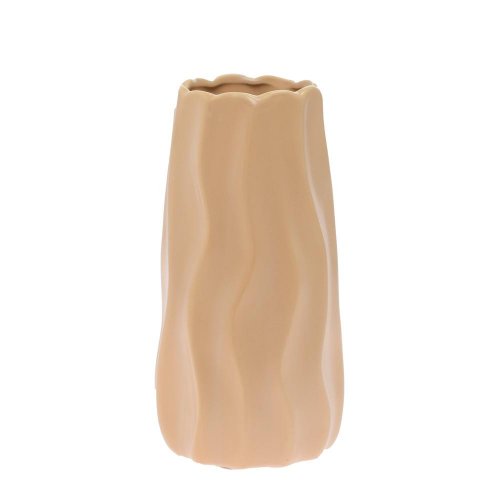 Váza vlnky keramika 10x10x19cm hnedá