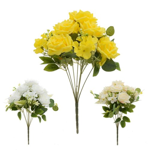 Kytica ruža, drob.kvety mix/3f 43cm