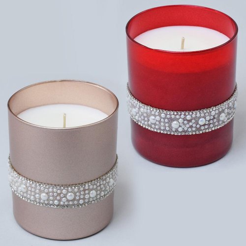 Crystal opal voň.v skle rose gold,červ. - Vianočné dekorácie a ozdoby