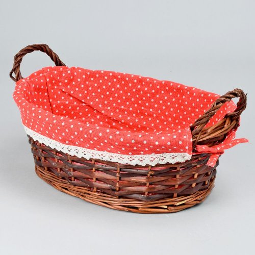 Prútený košík tm.hnedý vzor bodka  l:38x28x13cm