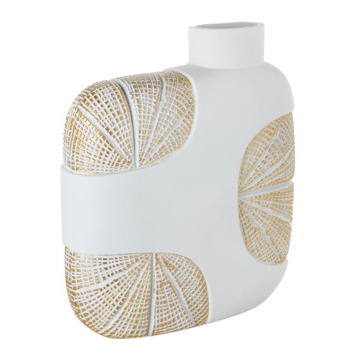 Váza deco biela vzor mušla 29,5x9,5xv33cm