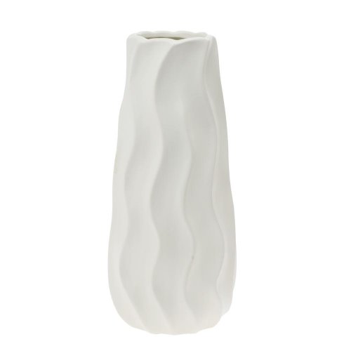 Váza vlnky keramika 13x13x30cm biela