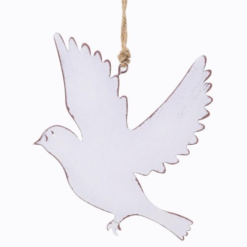 Záves vtáčik kovový biely 13x12x0,2cm