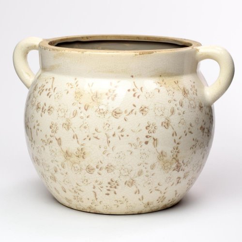 Obal s ušami keramika vzor kvety hnedá 30,5x25,5x21,5cm super cena