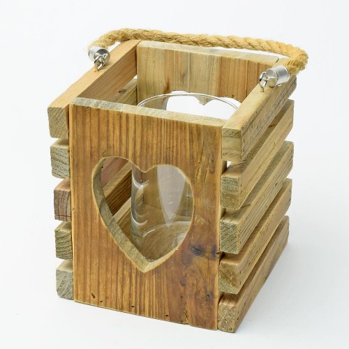 Záves svietnik srdce drevo natur 143,5x14,5x18cm