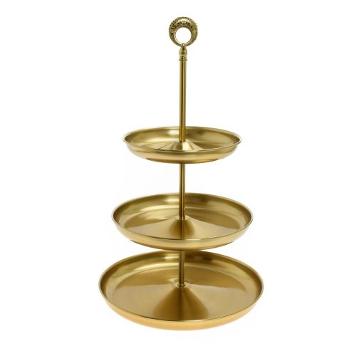 Etažér trojpodlažný zlatý 20/24,5/30x52cm - Veľkonočné vajíčka