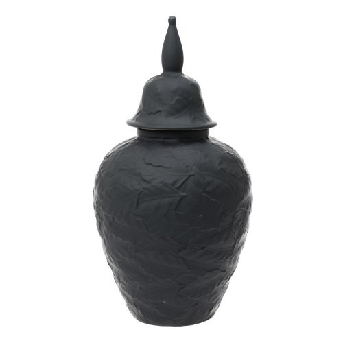 Dóza s poklopom keramika 17x17x32cm čierna