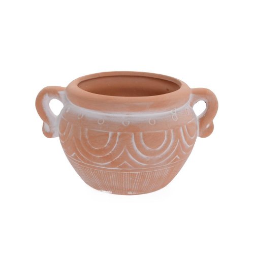 Obal keramika 15x12x9cm natur biely vzor