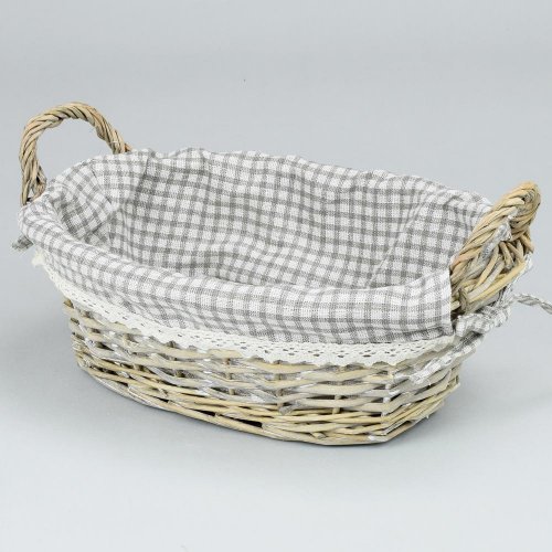 Prútený košík šedý  vzor  ucho kocka m:32x23x11cm - Vianočné dekorácie