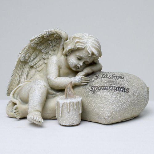 Anjel pri srdci led 18x11x11cm polyres český napis 