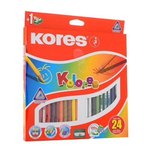 Pevná cena pastelky kolores trojhranné so strúhadlom / sada 24 farieb - Vianočné dekorácie