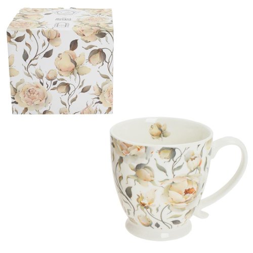 Šálka 510ml na stopke ruža biela krabička roses
