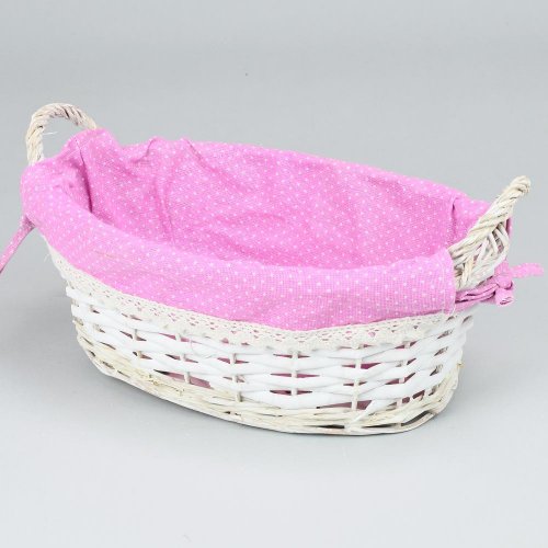 Prútený košík biely vzor  ucho bodka  m:32x23x11cm